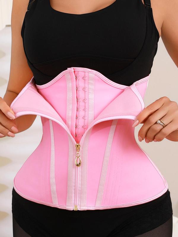 Women's Striped Pattern Zipper Front Waist Trainer, High Stretch Tummy Control Shaper, Tummy Tuck Shaper for Women