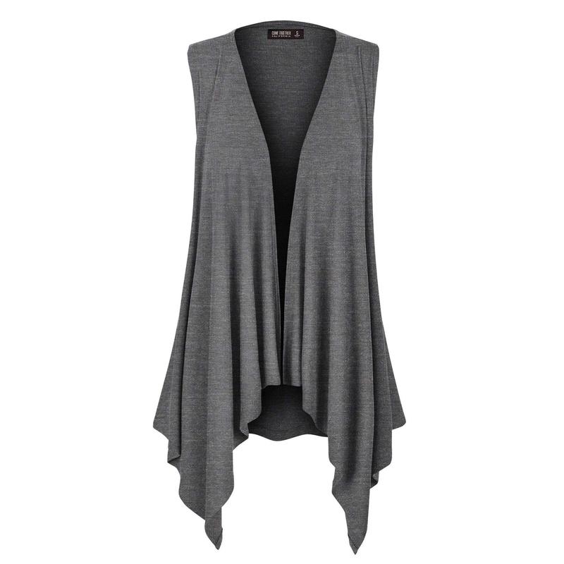 WSK1071 Women's Lightweight Sleeveless Open Front Drape Vest Cardigan