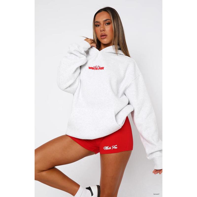 Cherry White Fox Hoodie Trendy Pull Over Sweatshirt