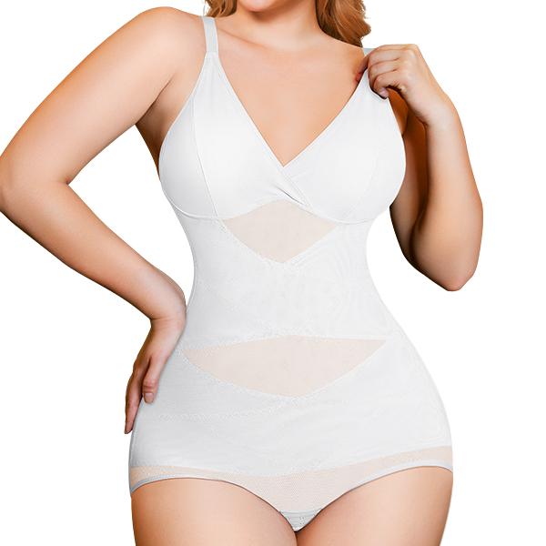 Nebility 2 Piece V Neck Mesh Breathable Bodysuit for Women