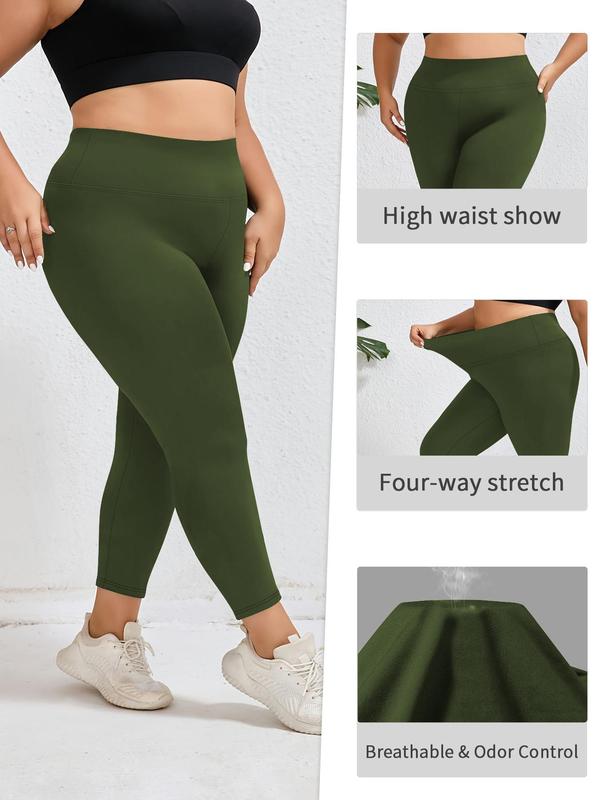  Solid High Waist Leggings, Casual Comfy High Stretch Skinny Pants for Women, Women's Bottoms for Fall & Winter