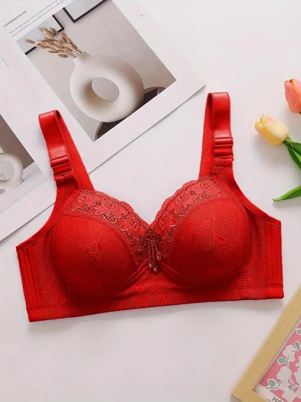 Women's Contrast Lace Push Up Bra, Adjustable Strap Bra, Soft Comfortable Breathable Lingerie for All Seasons