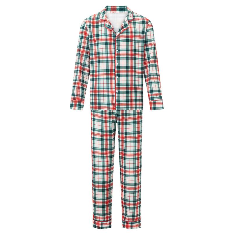 Family Matching Christmas Pajamas Set Plaid Print Holiday Pajamas Sleepwear Tops Pants Comfort