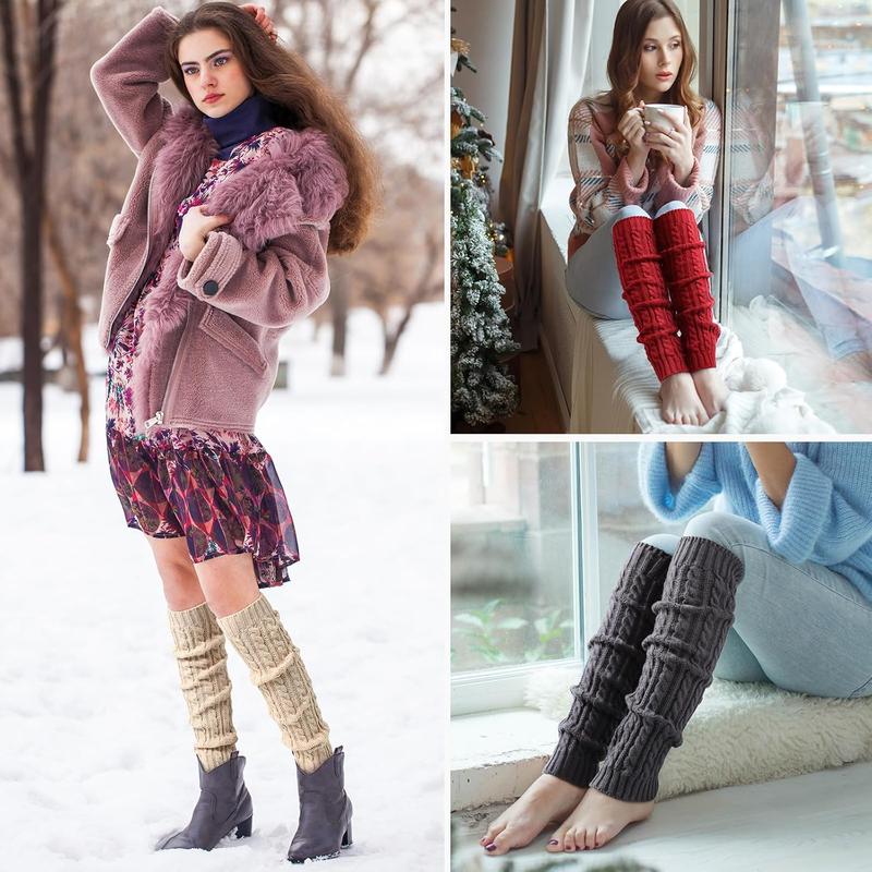 Leg Warmers - 6 Pairs Leg Warmers for Women for Winter, 80s Ribbed Knit Leg Warmer Winter Warm Long Boot Socks Womenswear Underwear