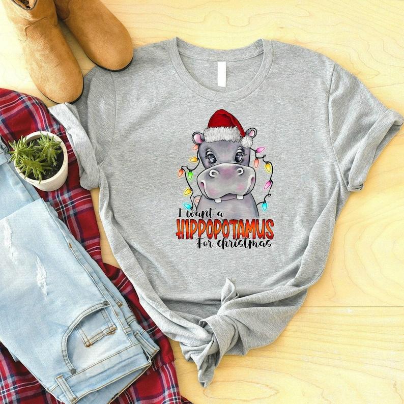 I Want A Hippopotamus For Christmas Shirt, Hippo Christmas Lights Shirt, Xmas Party Shirt, Family Christmas Shirt, Gift For Christmas C7RCR