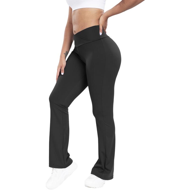 Women Flare Leggings Yoga Pants with Tummy Control High-Waisted Wide Leg Workout Pants Ladies Comfort Trouser Casual Fitness Leggings