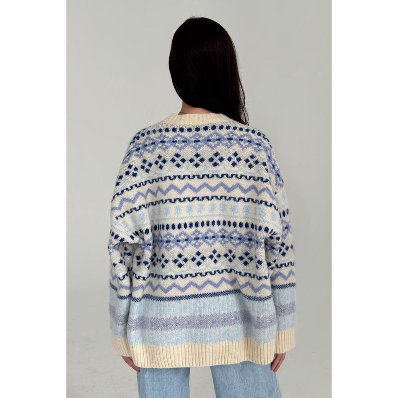 Cool Vibes Sweater in Cream Blue