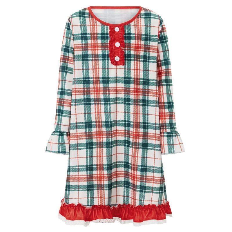 Family Matching Christmas Pajamas Set Plaid Print Holiday Pajamas Sleepwear Tops Pants Comfort