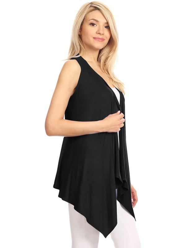 WSK1071 Women's Lightweight Sleeveless Open Front Drape Vest Cardigan