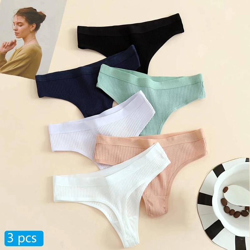 3Pcs Lot Women's Panties Cotton Underwear Low Waist Briefs Girls Seamless Solid Color Underpant Female Sexy Tanga Thong T Back