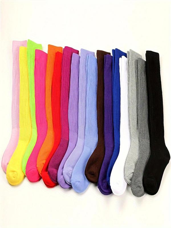 Random Women's Solid Crew Socks, 7 Counts Baggy Socks, Fashion Casual Cozy Pile Socks for Daily Outdoor Wear, Women Socks for Fall Winter