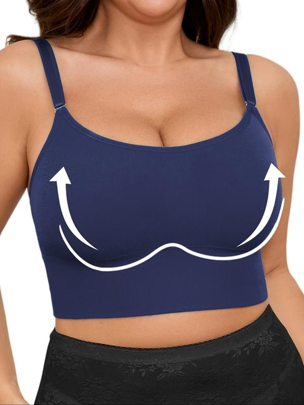  Solid Wireless Bra, Adjustable Strap Removable Padded Bra, Women's Lingerie for All Seasons