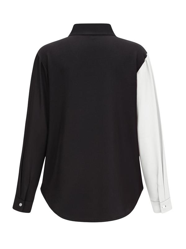 Women's Colorblock Button Front Shirt, Casual Long Sleeve Collared Top for Spring & Fall, Ladies Clothes for Daily Wear