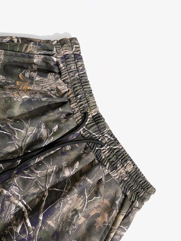 Unisex's Camo Leaf Print Drawstring Waist Sweatpants, Casual Pocket Trousers for Fall & Winter, Fashion Unisex's Bottoms for Daily Wear, Pants for Women