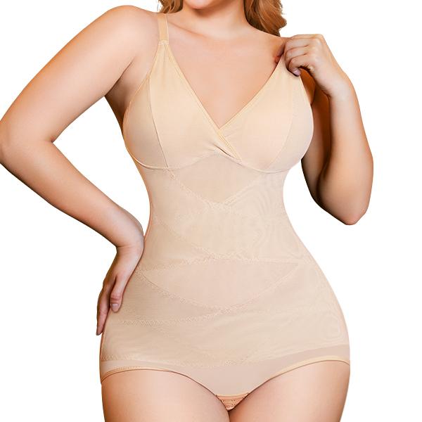 Nebility 2 Piece V Neck Mesh Breathable Bodysuit for Women