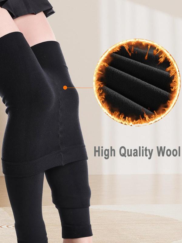 Women's 2 Pairs Solid High Waist Thermal Lined Tights, Casual Comfy Breathable Warm Pantyhose For Daily Wear, Women's Socks & Tights For Winter