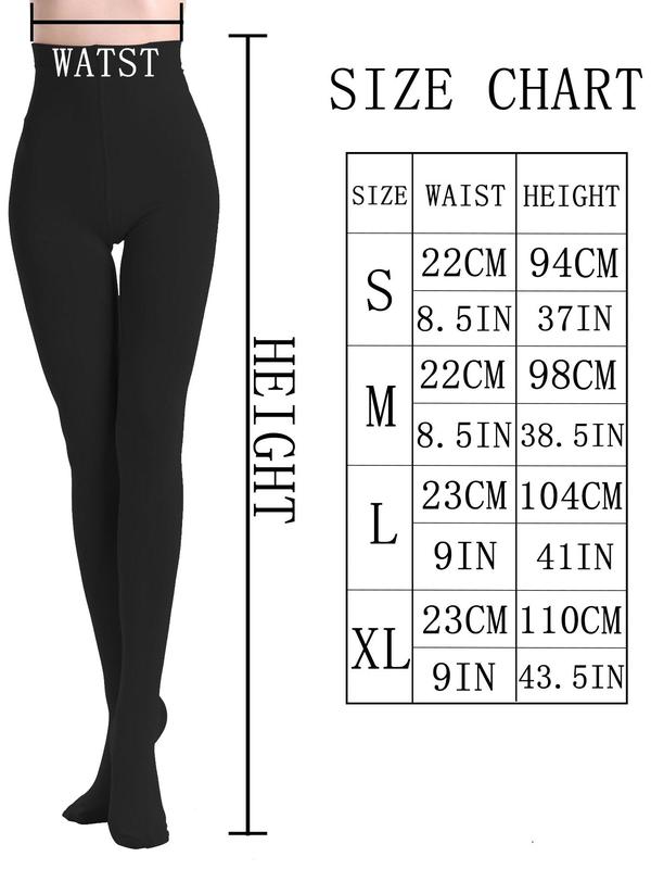 Women's 2 Pairs Solid High Waist Thermal Lined Tights, Casual Comfy Breathable Warm Pantyhose For Daily Wear, Women's Socks & Tights For Winter