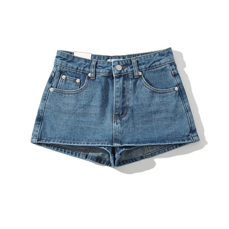 HOUZHOU Y2k Denim Mini Skirt for Women Summer 2024 Sexy Vintage Low Waist Slim Micro Jeans Skirt Korean Style Skort Streetwear