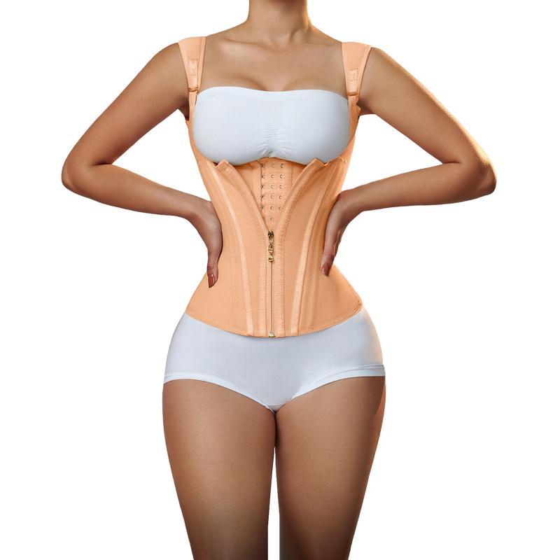 Adjustable Compression Waist Trainer Corset with Zipper and Hook Closure