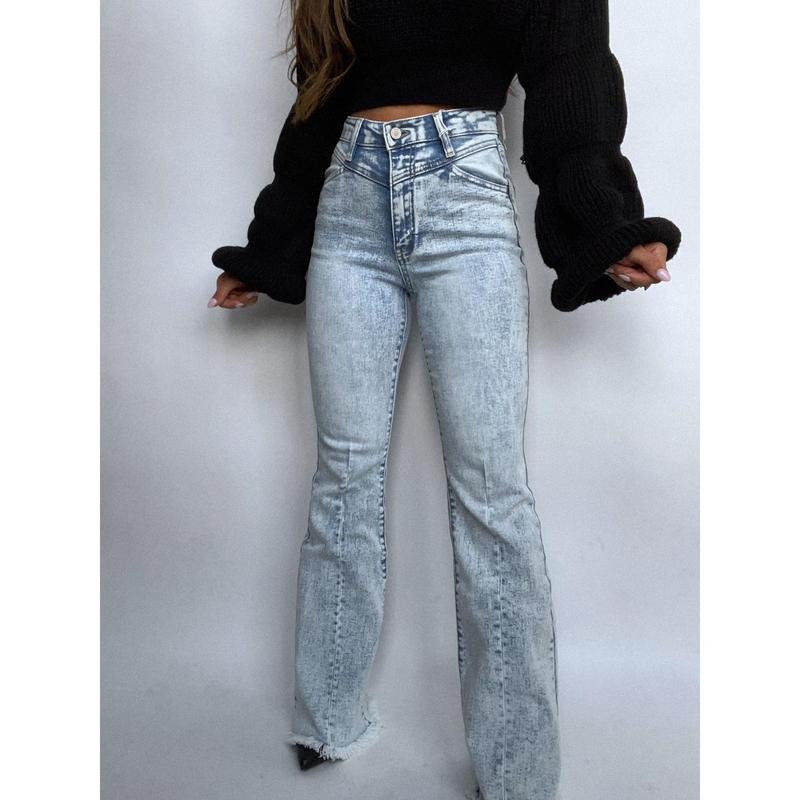 Keep Up Flare Acid Wash Jeans