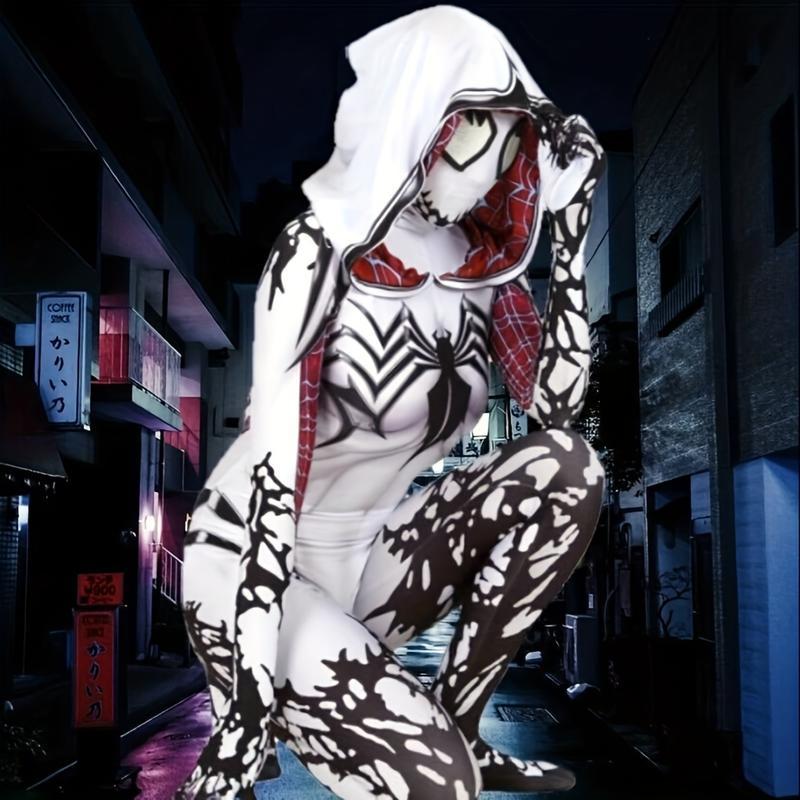 Spider-woman Gwen Stacy Anti-Venom Gwen Holiday Party Halloween Cosplay Costume, High elastic tights, Magic tights, Christmas, Halloween gifts