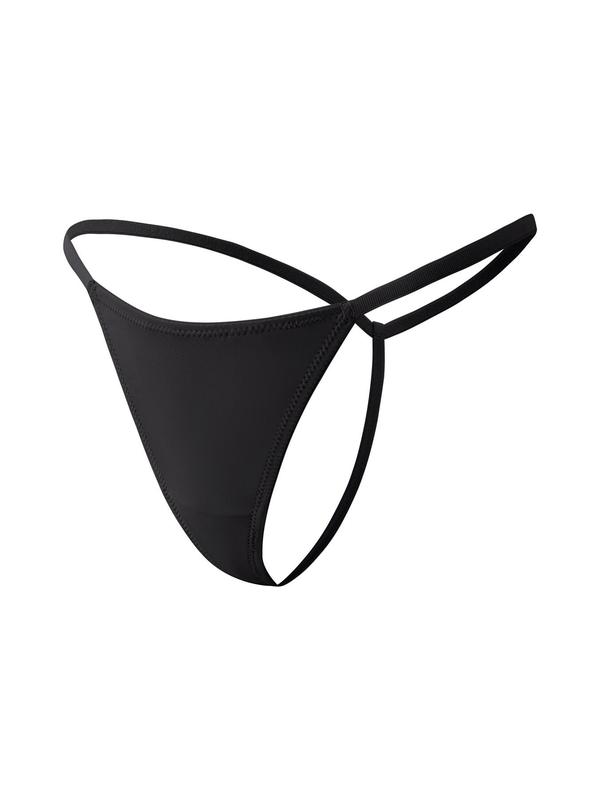 Women's Solid Drop Waist Sexy Thong, Casual Comfy Breathable Low Rise Panty for Daily Wear, Ladies Underwear for All Seasons