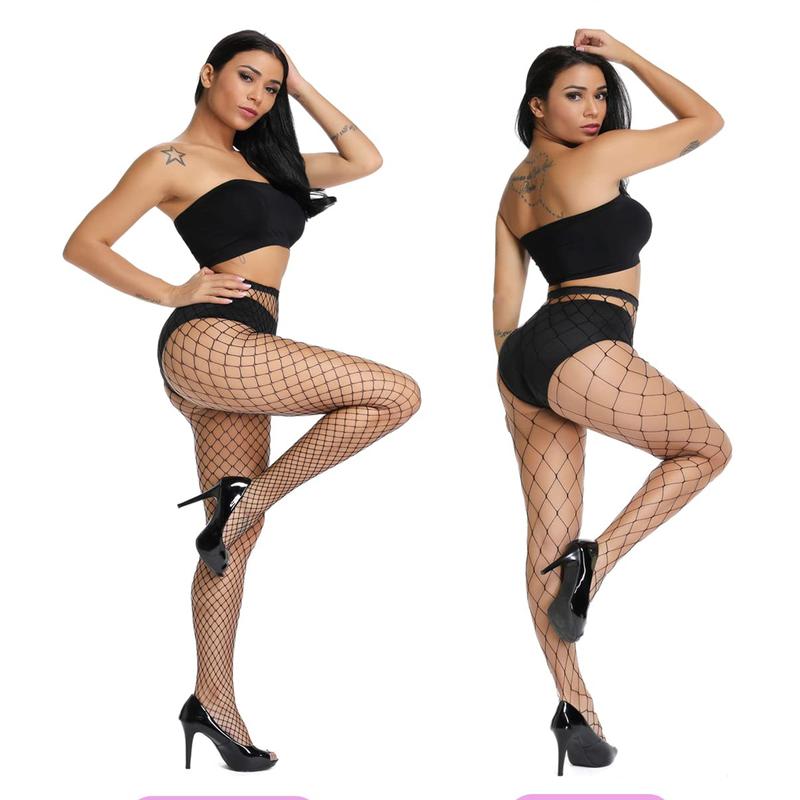 2Pcs High Waist Tights Fishnet Stockings Thigh High Pantyhose For Womenswear