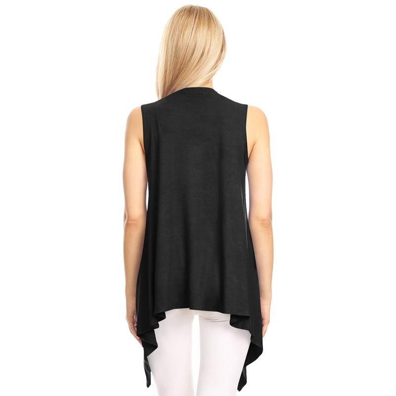 WSK1071 Women's Lightweight Sleeveless Open Front Drape Vest Cardigan