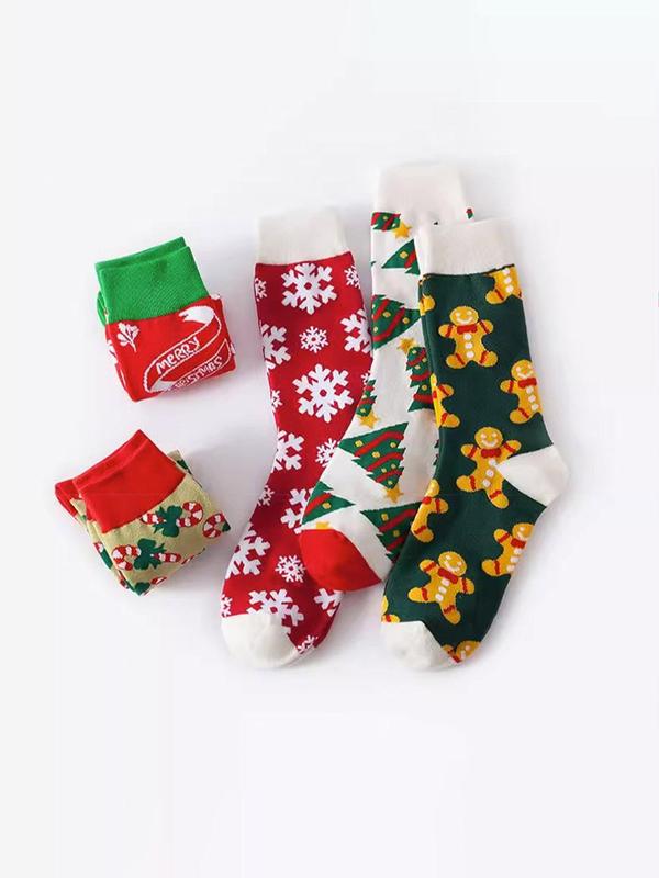 Unisex Christmas Print Crew Socks, Casual Comfortable Warm Socks for Fall & Winter, Men's and Women's Socks for Daily Wear