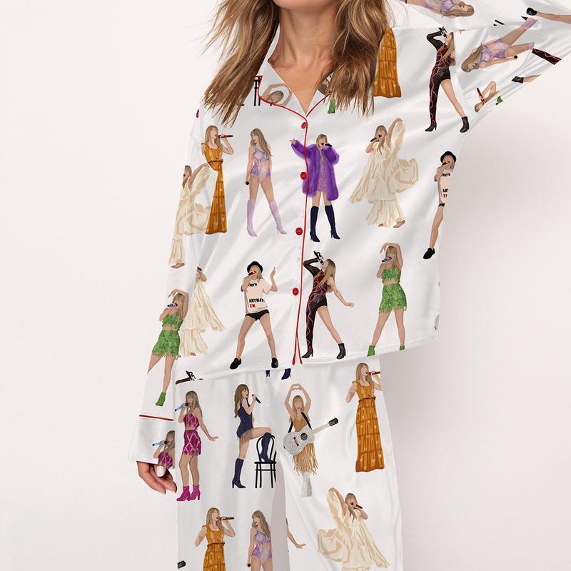 The Eras Tour Film Pajamas Set For Women Print Comfy Sleepwear & Loungewear Pjs Printing Silky Top & Bottoms