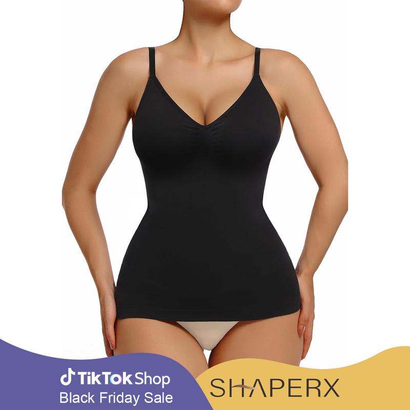 SHAPERX Women's Shaping Tank Top Scoop Neck Seamless Tummy Control Camisole