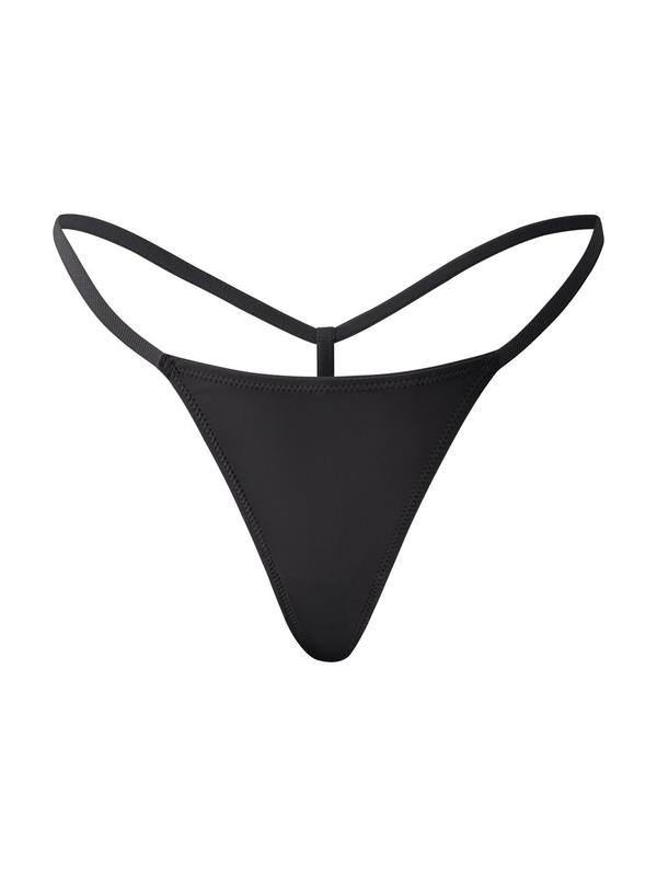 Women's Solid Drop Waist Sexy Thong, Casual Comfy Breathable Low Rise Panty for Daily Wear, Ladies Underwear for All Seasons