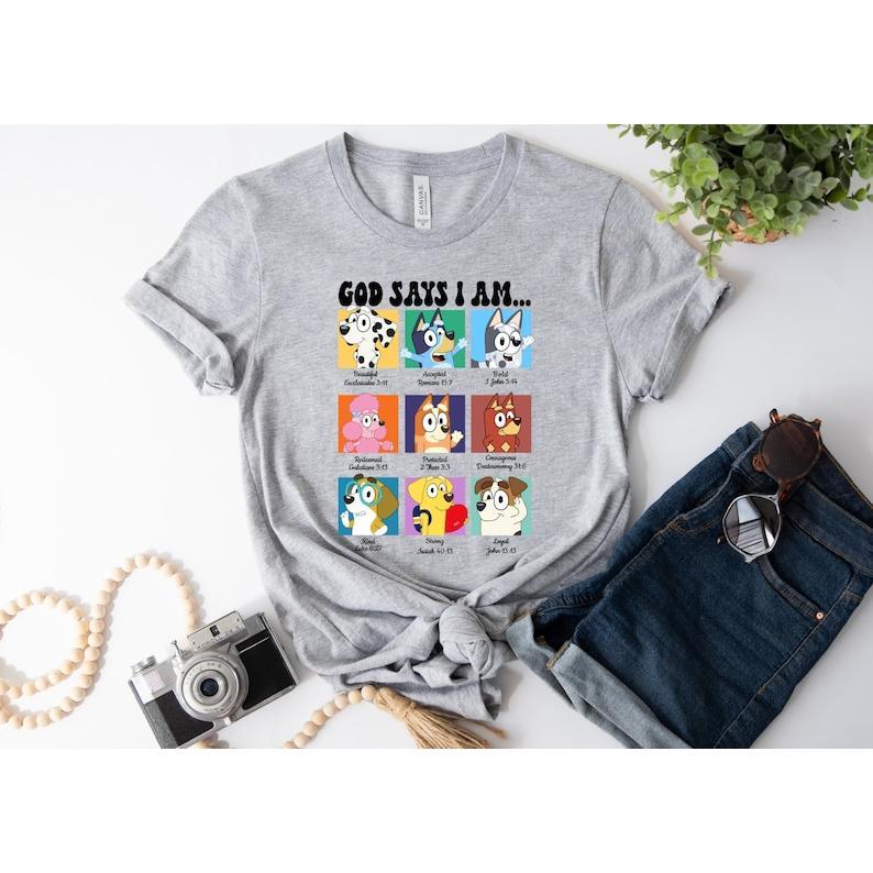 God Says I Am Blue Dog Shirt, Bible Verse Quotes Shirt, Family Matching Shirts, Cartoon Shirt, Cute Blue Dog Tee  sweater and hoodie