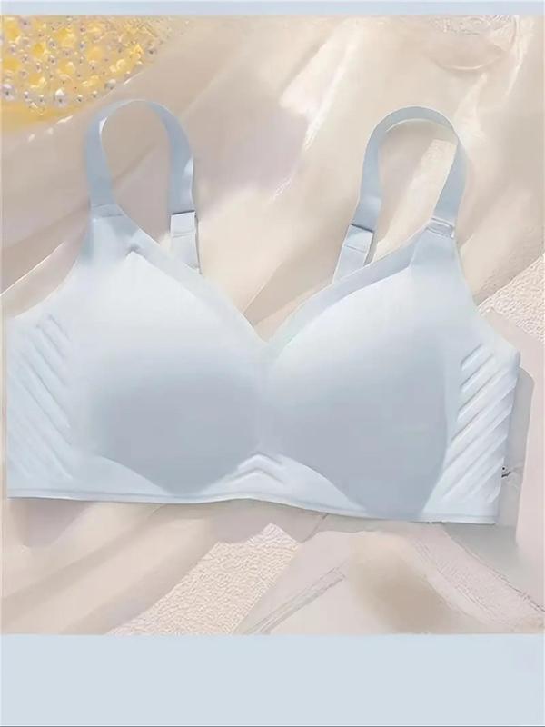 Women's Solid Wireless Bra, Adjustable Strap Seamless Push Up Bra, Soft Comfortable Breathable Lingerie for All Seasons