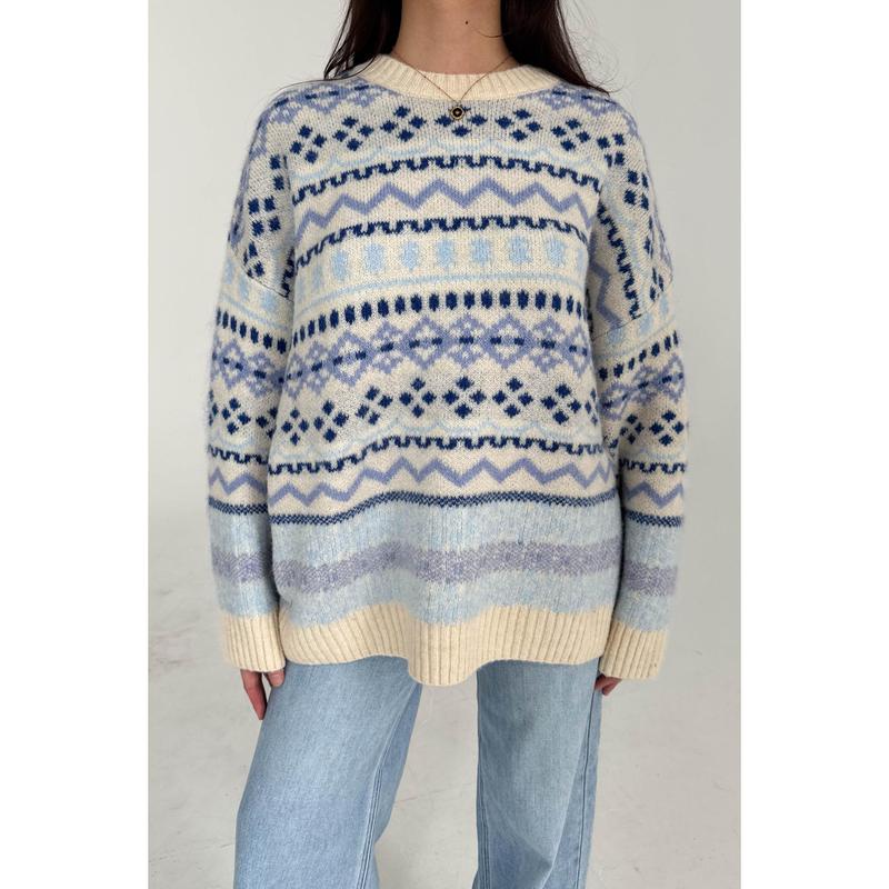 Cool Vibes Sweater in Cream Blue