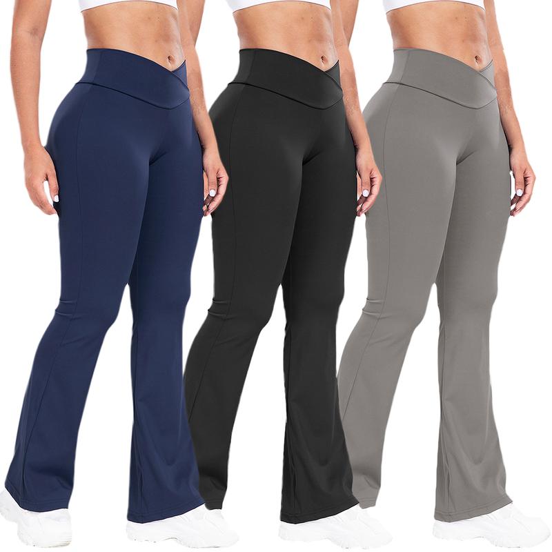 Women Flare Leggings Yoga Pants with Tummy Control High-Waisted Wide Leg Workout Pants Ladies Comfort Trouser Casual Fitness Leggings