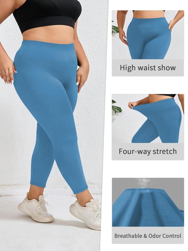  Solid High Waist Leggings, Casual Comfy High Stretch Skinny Pants for Women, Women's Bottoms for Fall & Winter