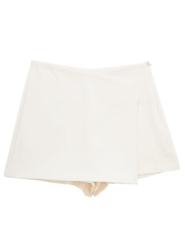 Women's 2 in 1 Asymmetrical  Skorts, Casual Solid Color Shorts for Summer, Ladies Bottoms for Daily Wear