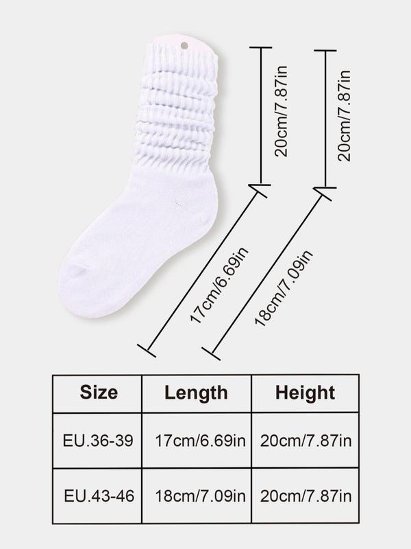 Women's Solid Crew Socks, Baggy Socks, Basic Simple Comfort Mid Calf Socks For Daily Wear, Women's Socks For All Seasons