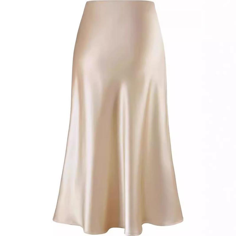 2024 Spring and Summer Skirt Gentle Elegant Graceful High Waist Fishtail Satin Acetate Sheath Skirt