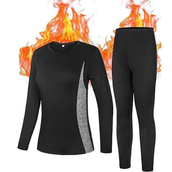 Thermal Underwear for Women - Fleece Lined Long Johns Top & Bottom Set, Ski Base Layer for Winter Cold Weather Fit Breathable Comfort Soft Outdoor