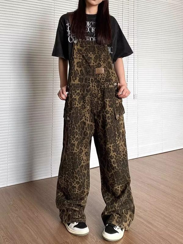 Stylish Unisex Retro American-Style Overalls: Fashionable Camouflage Jeans for a Casual Yet Trendy Look