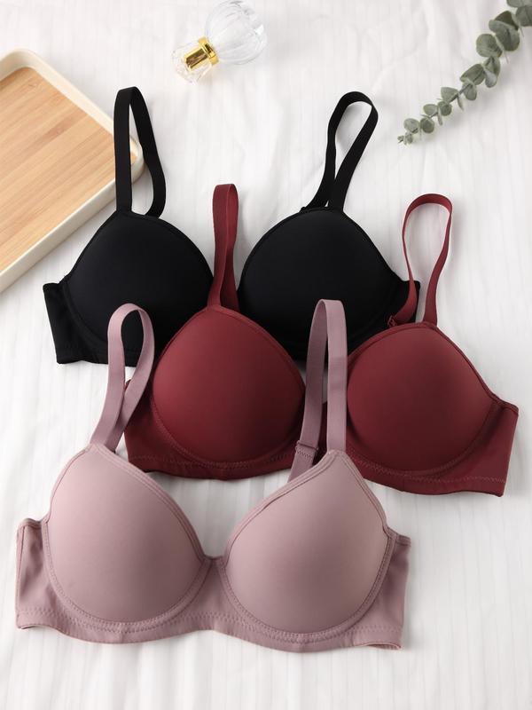 Women's Basic Solid Adjustable Strap Underwrite Bra, Back To School Wear, Lady Minimalist Soft Comfortable Breathable Spaghetti Strap Push Up Bra, Summer Bras for Women, Lingerie & Underwear, Womenswear