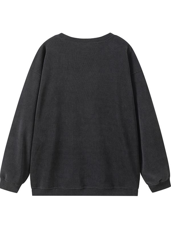 Women's Plain Drop Shoulder Pullover Sweatshirt, 2024 New Style Casual Long Sleeve Round Neck Sweatshirt for Fall & Winter, Women's Clothing for Daily Wear