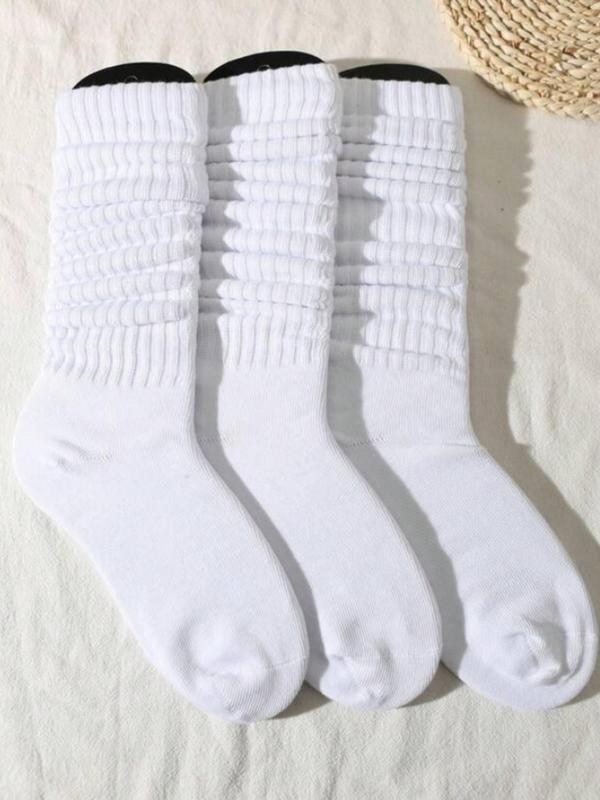 Women's Solid Crew Socks, Baggy Socks, Basic Simple Comfort Mid Calf Socks For Daily Wear, Women's Socks For All Seasons