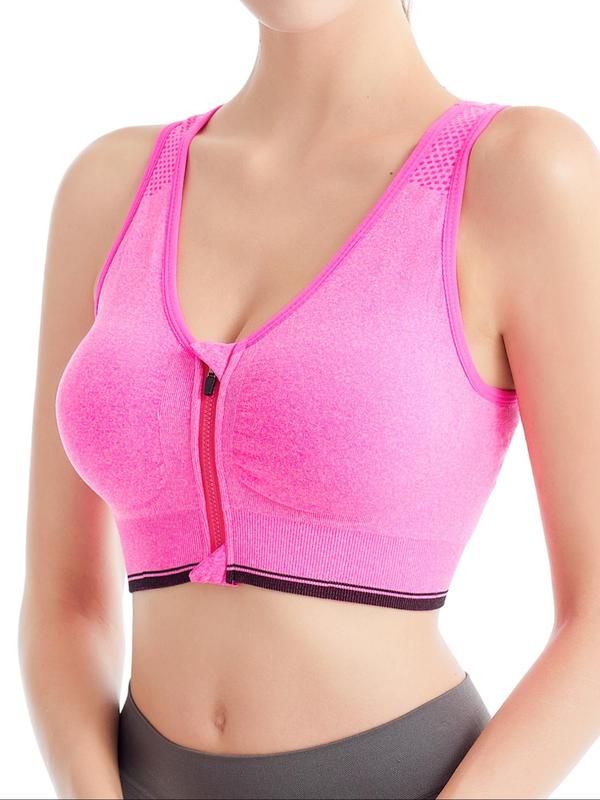 Women's Solid Zipper Front Push Up Bra, Soft Comfortable Breathable Wireless Bra, Women's Lingerie for Daily Wear