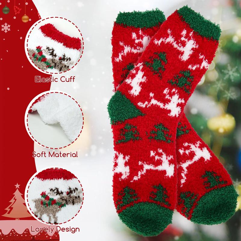 6 Pairs Christmas Socks Women - Fuzzy Christmas Socks, Colorful Warm Fluffy Slipper Socks for Women