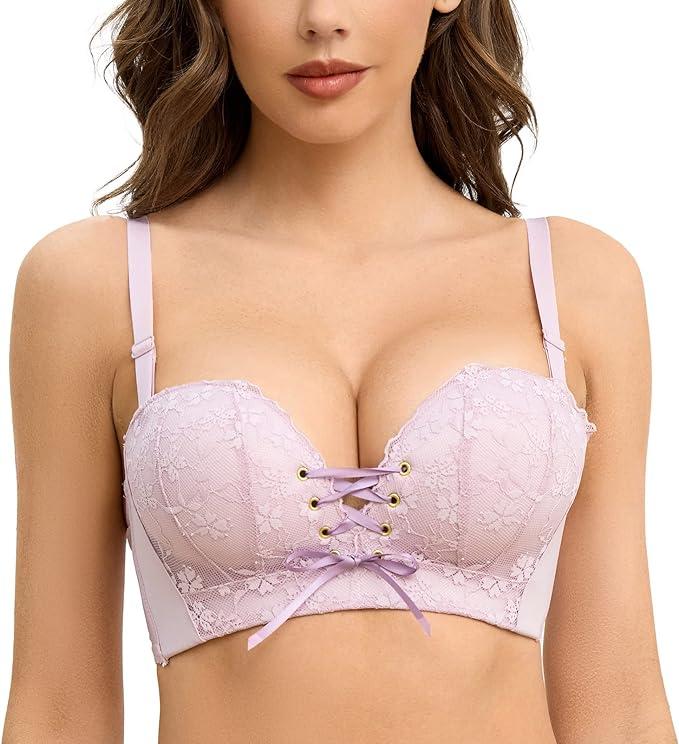 FallSweet Add Two Cup Lace Bras for Women Push Up Wirefree Brassieres