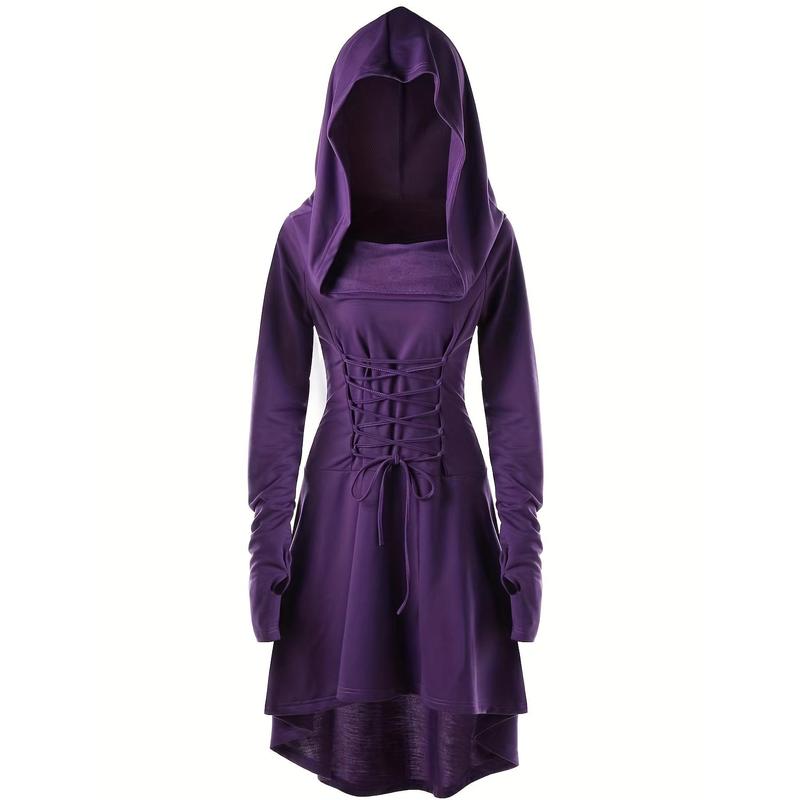 Long Sleeve Hooded Cosplay Dress, Halloween Party Dress, Women's Clothing