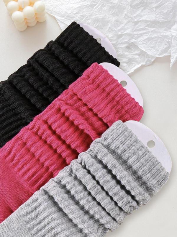 Women's Solid Crew Socks, Baggy Socks, Basic Simple Comfort Mid Calf Socks For Daily Wear, Women's Socks For All Seasons